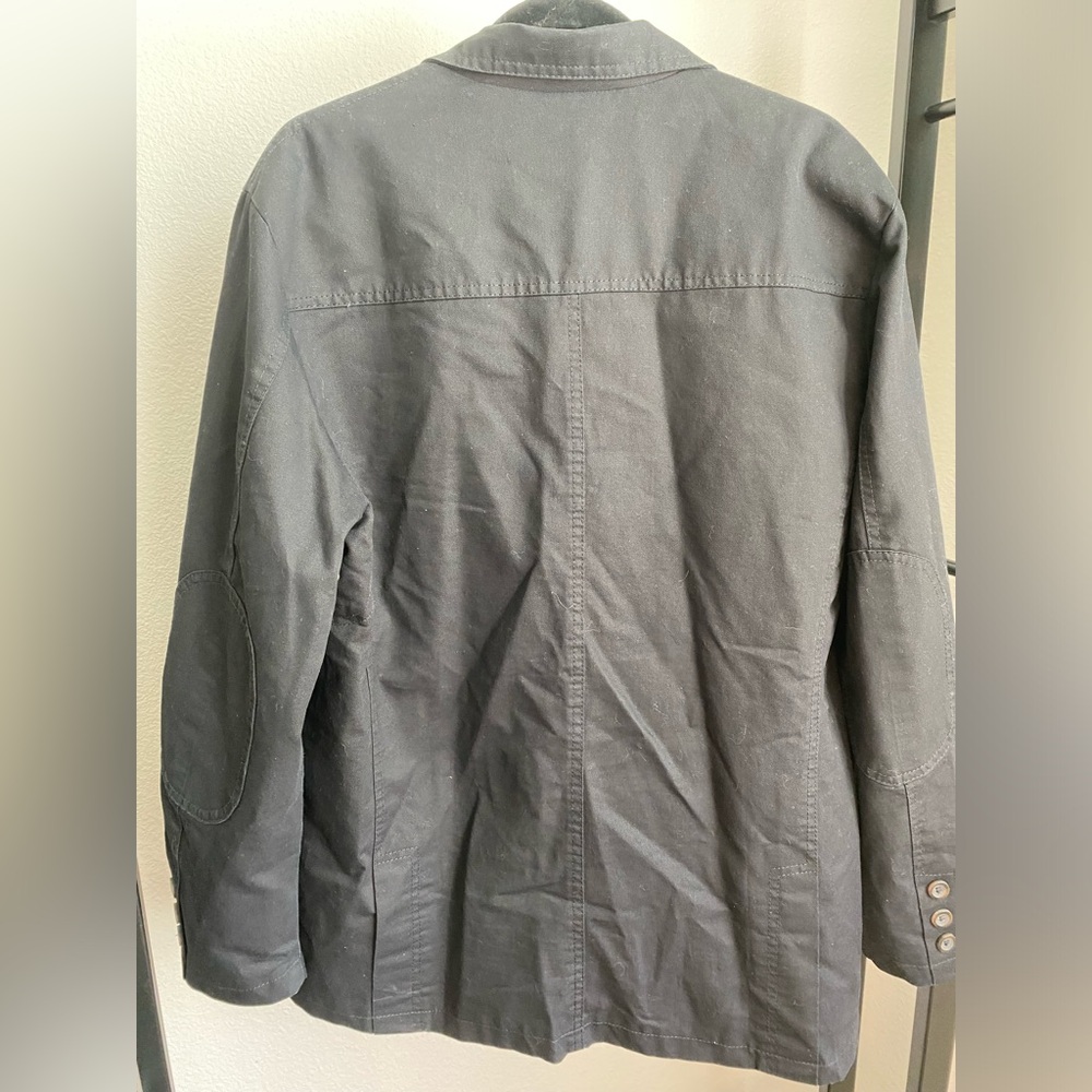 AFS Jeep Black Blazer Jacket Size 42 Chest Lines Canvas Patch‎ Elbows 2 Buttons - Picture 6 of 10